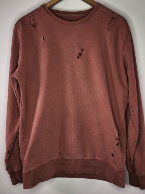 Criminal Damage London Distressed Crewneck — Terracotta, L | Thrashed Y2K